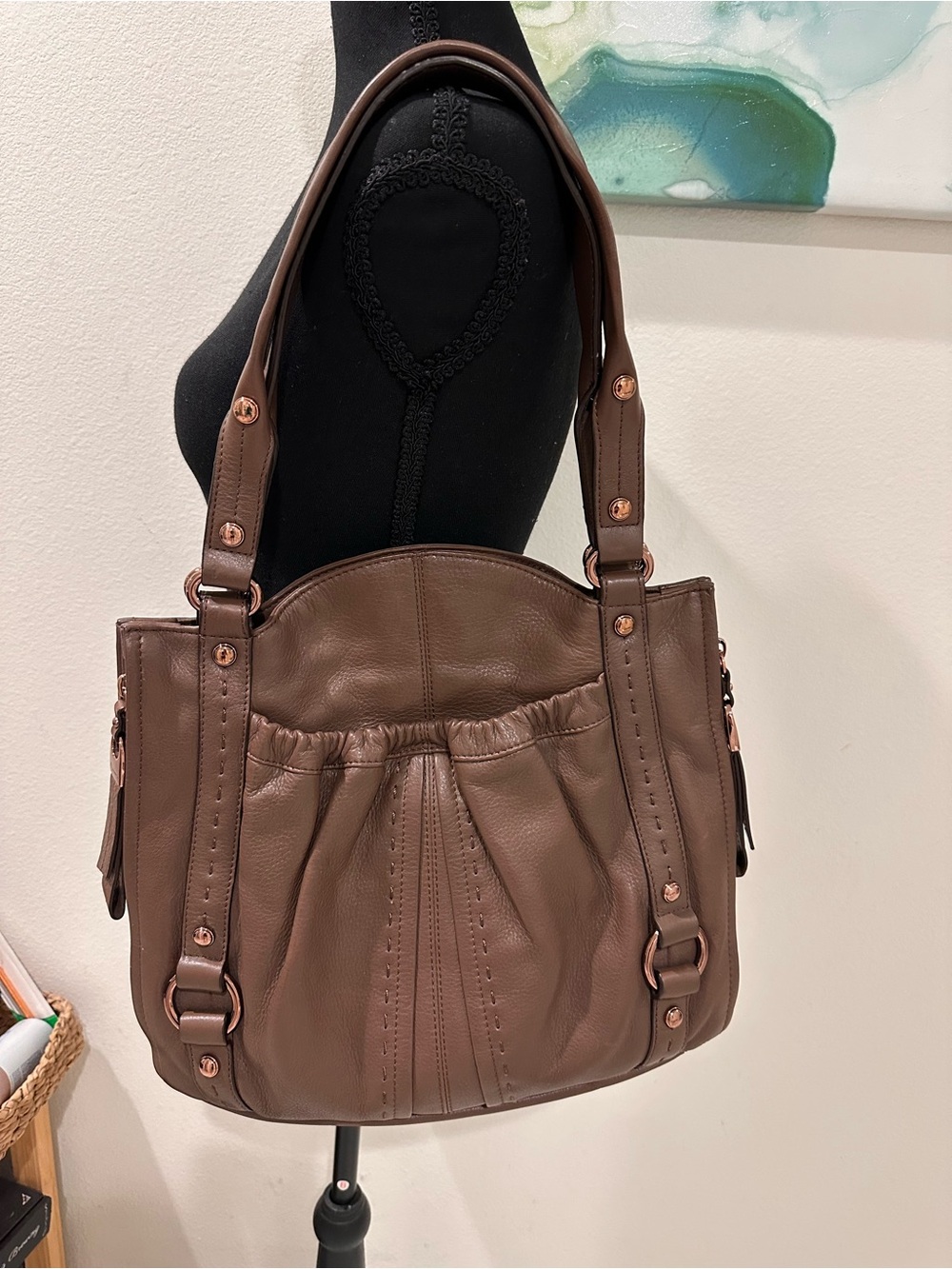 B. Makowsky vintage Brown Leather Shoulder Bag - Women's Handbag